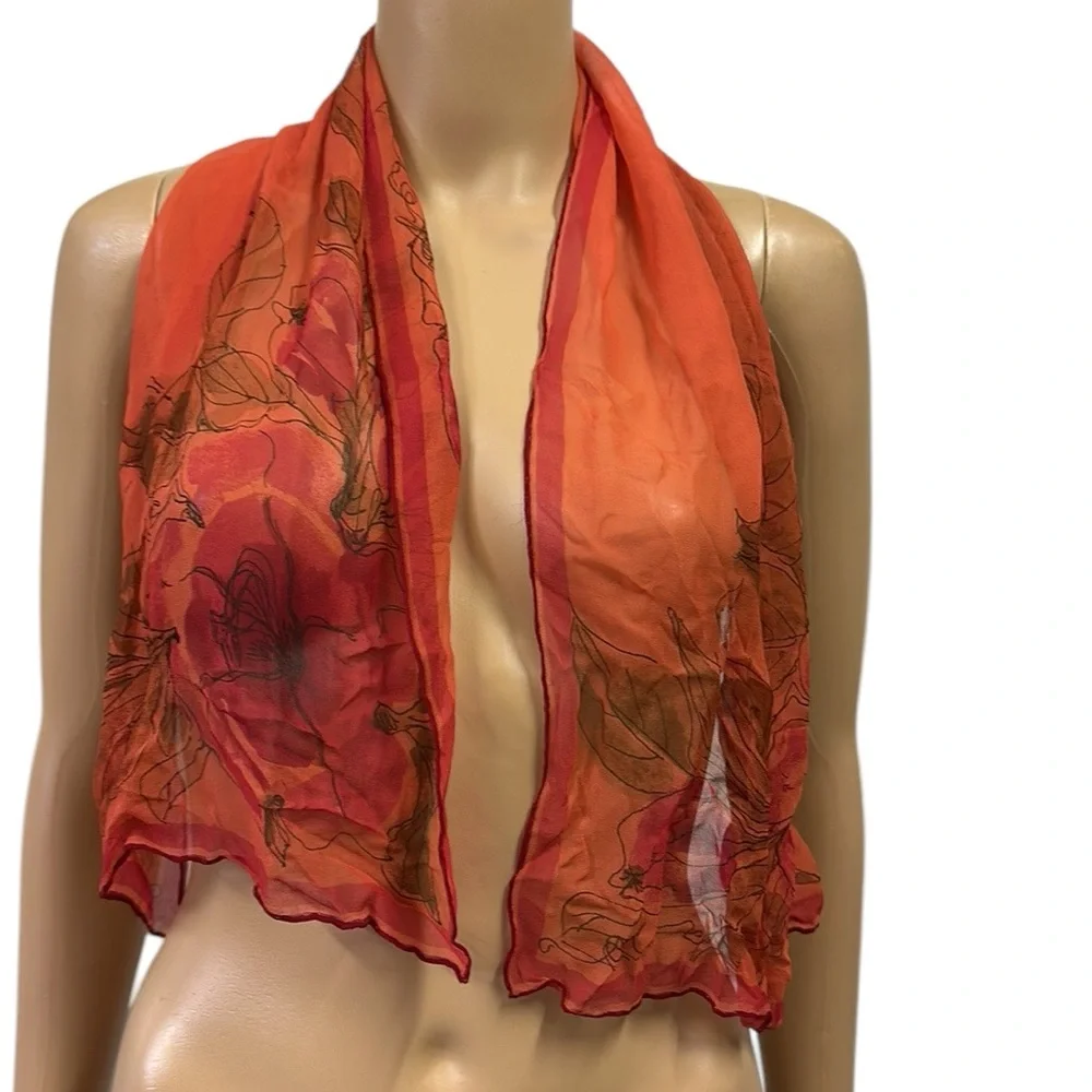 Vintage Sheer Rose Rectangular Scarf Wrap